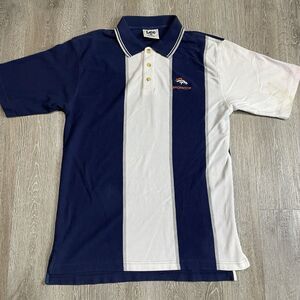 Vintage Denver Broncos Polo Shirt Size L Lee Sport Blue White